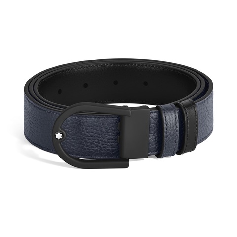 Ремень двусторонний из зернистой кожи, темно-синий/черный, 35мм