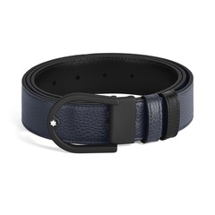 Ремень двусторонний из зернистой кожи, темно-синий/черный, 35мм