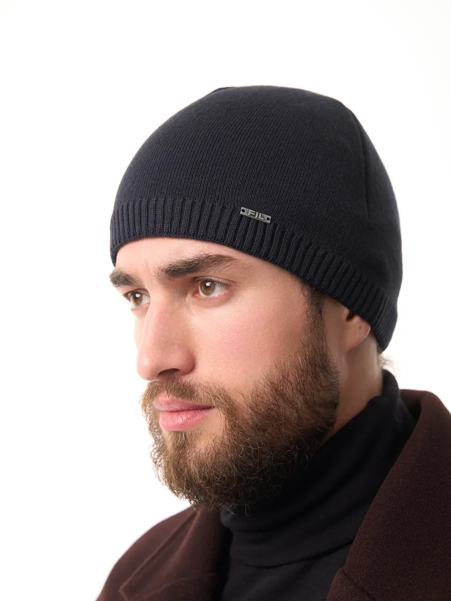 Шапка зимняя на флисе вязаная осень