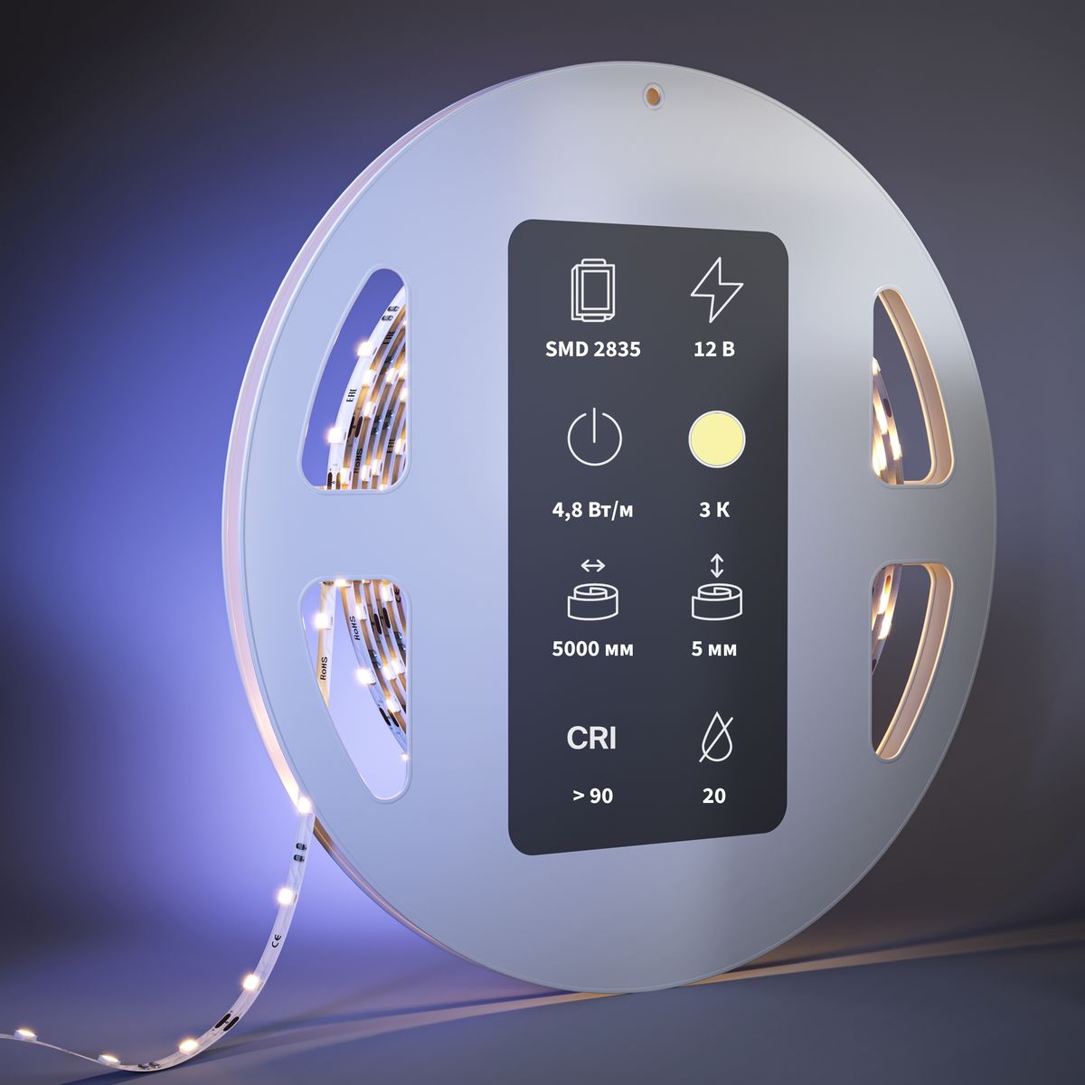 Светодиодная лента Maytoni 4,8W/m 60LED/m 2835SMD теплый белый 5M 201103