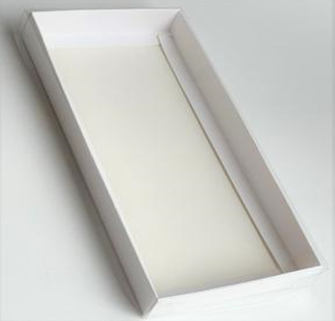 Коробка для шоколадной плитки с пластиковой крышкой 180*90*17 мм белая
