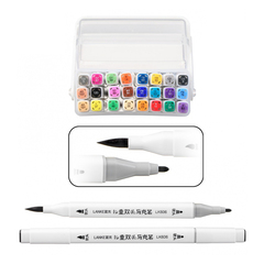 Маркер для скетчинга, двусторонние, Lanke, трёхгранные, 13 мм, спиртовые, 24 шт