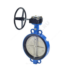 Затвор дисковый поворотный чугун Ду 500 Ру10/16 межфл с редуктором диск чугун манжета EPDM Китай