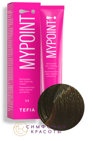 Перманентная крем-краска для волос Mypoint 5.81 Светлый брюнет коричнево-пепельный Tefia, 60 мл
