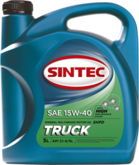 Масло Sintec TRUCK SAE 15W-40 API CI-4/SL канистра 5л/Motor oil 5l can