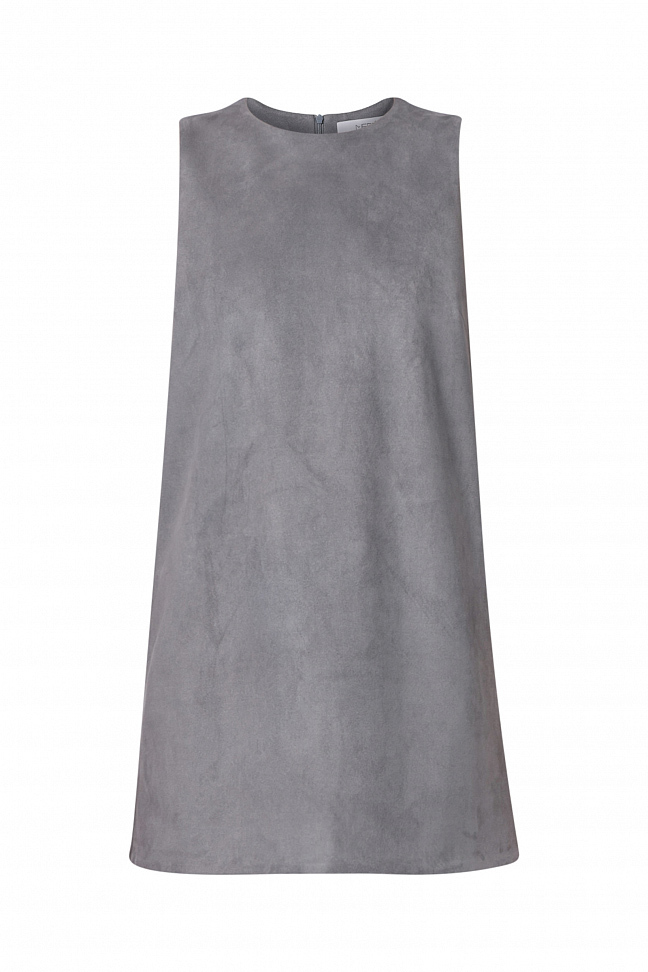 Платье-футляр мини из искусственной замши, серый