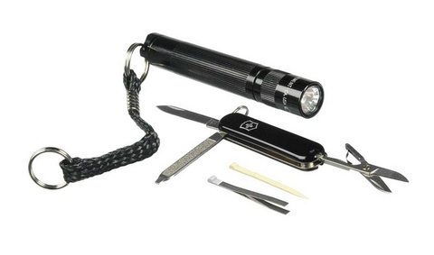 Набор Victorinox нож-брелок + светодиодный фонарь Maglite Solitaire (4.4014)