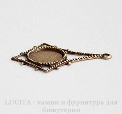 Сеттинг - основа - подвеска "Ромбик" для камеи или кабошона 7 мм (оксид латуни)
