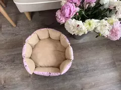 Лежанка для кошек круглая розовые совы