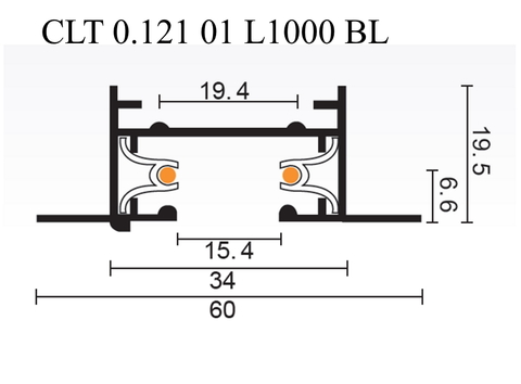 Шинопровод встраиваемый однофазный с питанием и заглушкой Crystal Lux CLT 0.121 01 L1000 BL