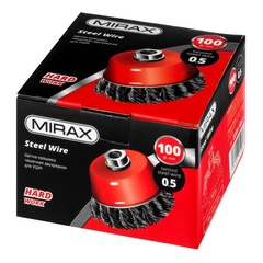 MIRAX 100 мм, жгутированная стальная проволока 0.5 мм, чашечная щетка-крацовка для УШМ (35104-100-2)