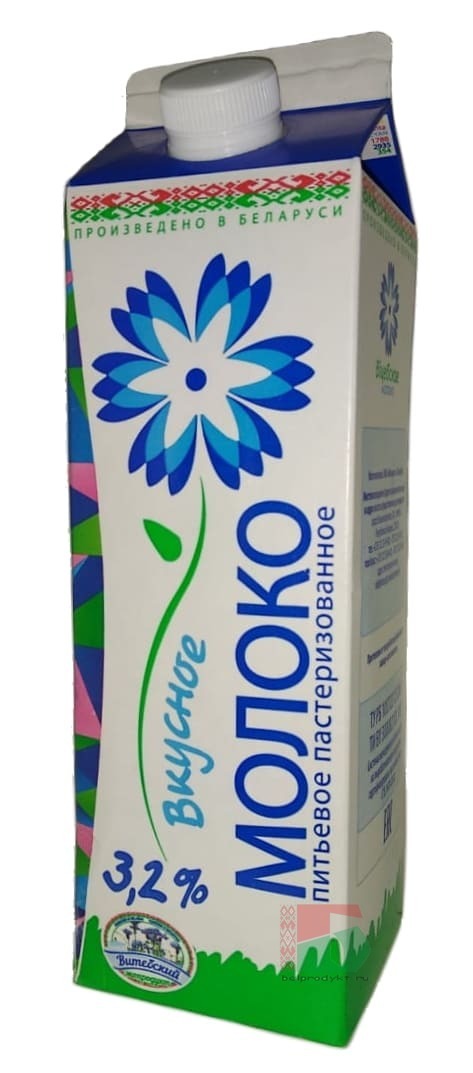 Белорусское молоко "Вкусное" 3,2% 1л. Витебск - купить с доставкой на ...