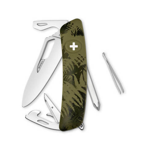 Швейцарский нож SWIZA SH04 R Camouflage, 95 мм, 12 функций, камо зеленый