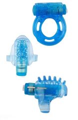 Набор из 3 синих эрекционных колец с вибрацией Teasers Ring Kit - 