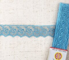 Вышивка на органзе, ш. 4,3 см, голубой