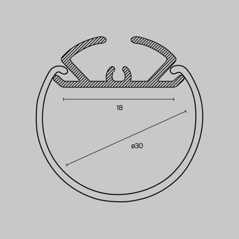 Алюминиевый профиль Maytoni подвесной D30 (Серебро, 2 м), ALM-D30-S-2M