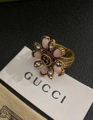 Сет из трех колец РОМАШКА style by GUCCI с цветными вставками (цвет бронза)