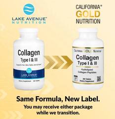 California Gold Nutrition гидролизованный коллаген I и III типов, 365 таблеток