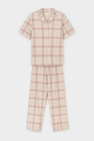 пижама  для девочки  КБ 2829/бежевый,текстильная клетка