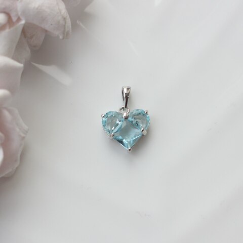 Подвеска Сердце с бледно-голубым фианитом, 14 мм, родий, П515