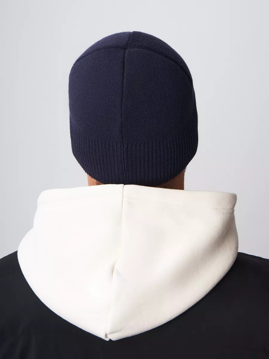 Шапка зимняя на флисе вязаная бини