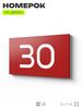 Табличка с номером 30 на дверь квартиры, для офиса, кабинета, аудитории, склада, красная 120х70 мм, Айдентика Технолоджи