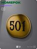 Номерок на дверь квартиры 501, для кабинета, офиса, шильдик 9 х 7 см, золотистый, Айдентика Технолоджи