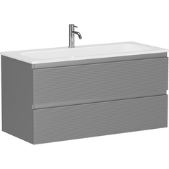 Sancos FL100ES Тумба подвесная с рельефным фасадом Folk 995х445х500, c двумя ящиками оснащенными доводчиками скрытого монтажа с системой плавного закрывания, цвет Ergraut soft фото