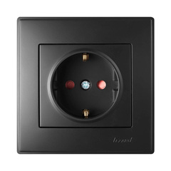 LESYA 705 4242 124 Розетка с защит. от детей керам. черн. бархат матовый вставкой (10шт)120шт