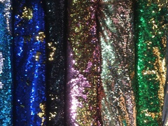 Пайетки двухсторонние матовые - фуксия / темно синий