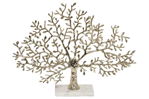 Статуэтка Дерево Garda Decor золотая металлическая на мраморной подставке