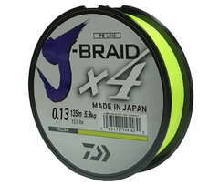 Купить шнур плетеный Daiwa J-Braid X4 135м 0,13мм желтая