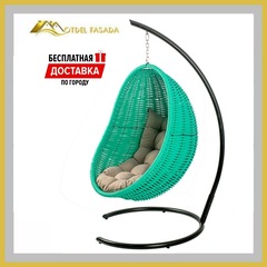 Кресло-кокон подвесной напольный Бирюза с Светло-серой подушкой (Комплект)