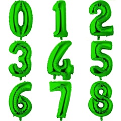 Фольгированные цифры 55 см с гелием (зелёный - металлик)