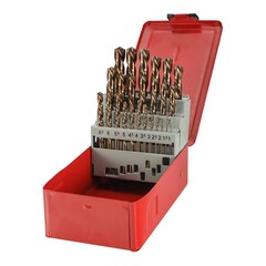 Набор сверл по металлу 1-13мм 25шт DIN338 HSSE-Co5 135° LH-Левые (мет. кейс) H-Tools 215215LiHT