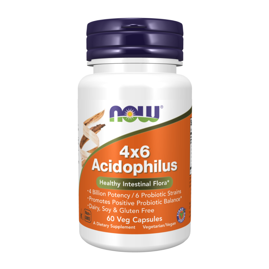 Ацидофильные лактобактерии, 4x6 Acidophilus, Now Foods, 60 капсул