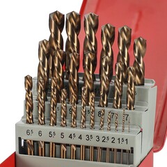 Набор сверл по металлу 1-13мм 25шт DIN338 HSSE-Co5 135° LH-Левые (мет. кейс) H-Tools 215215LiHT