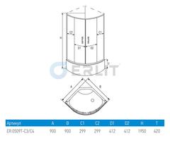 ДУШЕВОЙ УГОЛОК ERLIT ER0509T-C3 90x90x194 ВЫСОКИЙ ПОДДОН