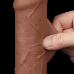 Реалистичный фаллоимитатор двухслойный Sliding Skin (18,3*3,5 см.) коричневый цвет