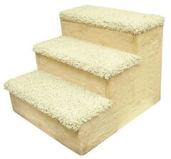 Зооник дом-ступеньки для собак мелких пород, мех одн.+ ковролин выс. (510х445х385мм) бежевый