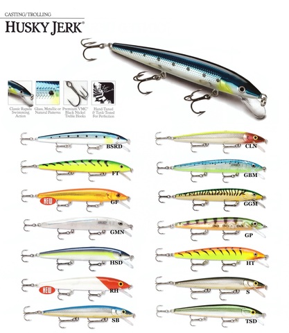 Воблер суспендер Rapala Husky Jerk HJ10-GP (1,2м-2,4м, 10 см 10 гр)