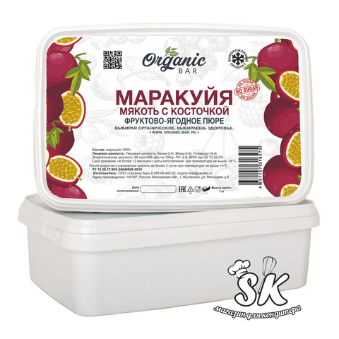 Замороженное пюре Маракуйя мякоть с косточкой Organic Bar 1 кг