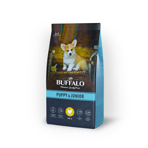 Mr.Buffalo Puppy Junior сухой корм для щенков и юниоров (курица) 800 гр