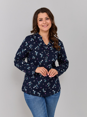 Блузка БЛ-22/синий-веточки
