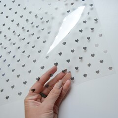 Ацетатный лист с фольгированием Серебряные Сердечки 30,5х30,5 см