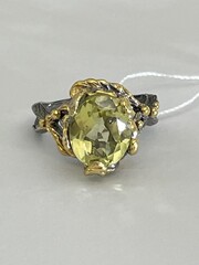 Синтра-лим кварц (серебряное кольцо с позолотой)