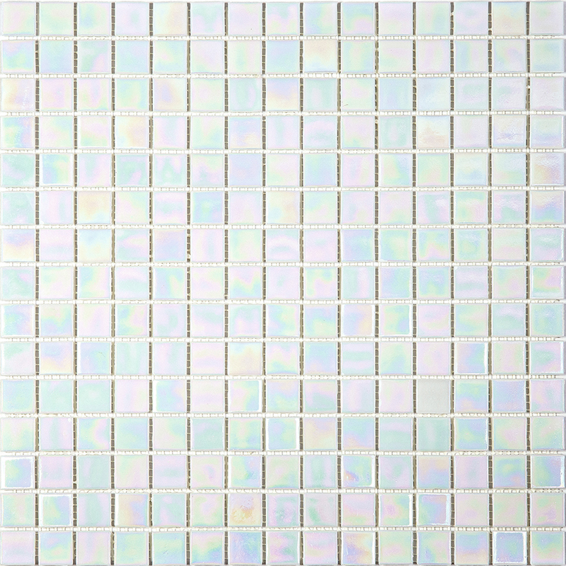 PB108 Мозаика одноцветная чип 20 стекло Alma Mono Color белый с перломутром светлый квадрат глянцевый перламутр