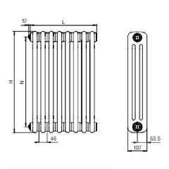 Стальной трубчатый радиатор отопления RIFAR TUBOG 3180 8 секций БЕЛЫЙ боковое подключение