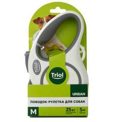 Triol Urban поводок-рулетка для собак M 5м до 25кг лента белый