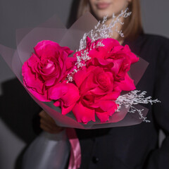 Букет цветов День Знаний №16 Малиновый